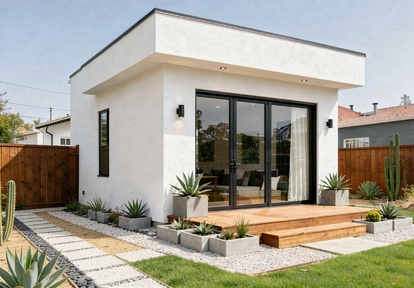Modern detached ADU floor plan and custom backyard home construction in Los Angeles